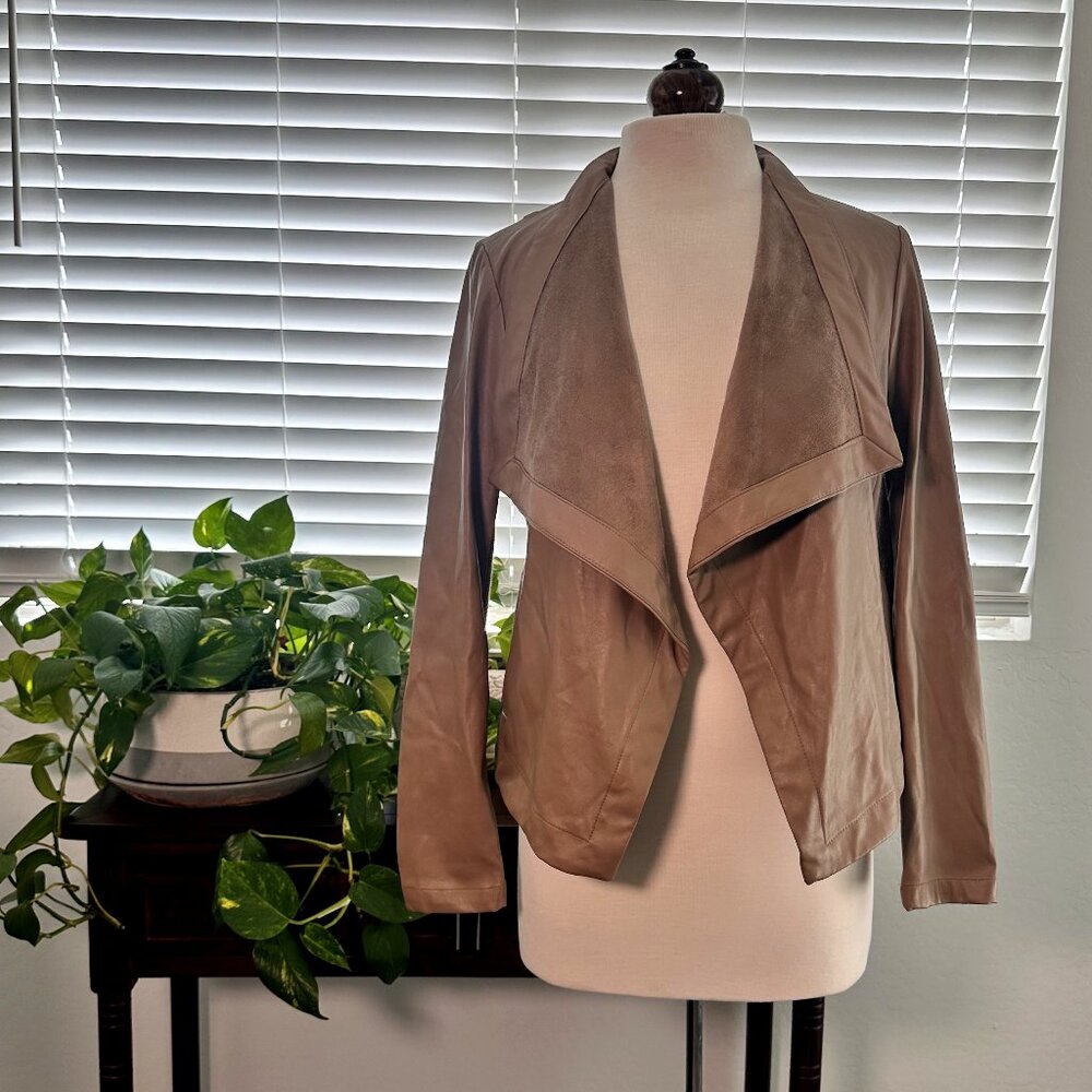 BB Dakota Open-Front Leather/Suede Jacket in Bashful Pink - Medium